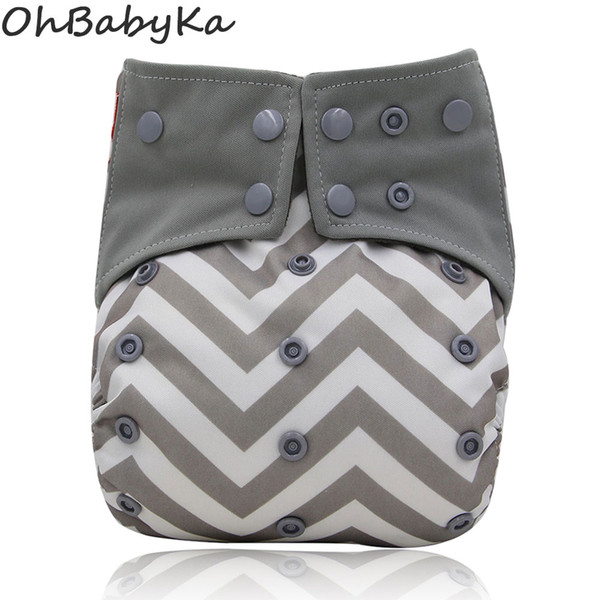 Ohbabyka One Size All-in-one AIO Washable Reusable Pocket Cloth Diaper Nappy Built-in Microfiber Insert Adjustable Baby Diapers