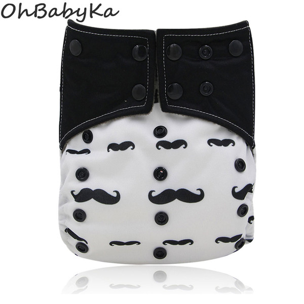 Ohbabyka Double Gussets Diapers Baby Nappies All-in-two AI2 Cloth Diaper Reusable Newborn Diapers Bamboo Charcoal Pocket Diaper