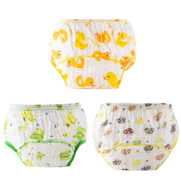 Baby Gauze Diapers for Children Washed Anti-side Leakage Cloth Diapers Baby Pants For Baby Girl Boy Printing Nappy