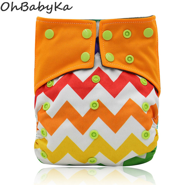 Ohbabyka Charcoal Bamboo Insert All-in-one AIO Cloth Diaper with Pocket Reusable Baby Diapers Cover Adjustable Baby Nappies