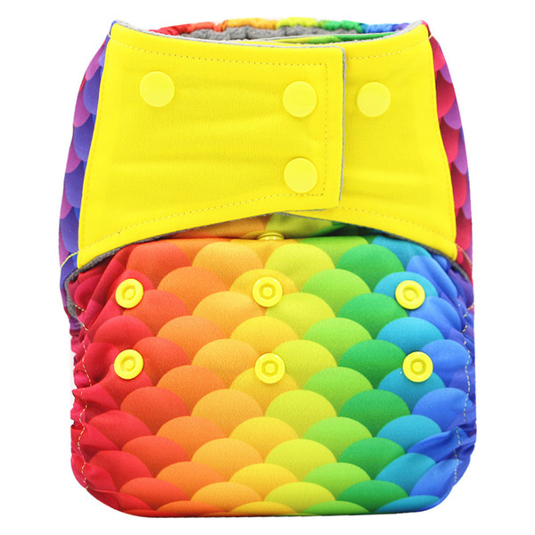 Baby Diapers Reusable Nappies Rainbow Cartoon Positional Digital Print Newborn Cloth Diaper Washable Pocket Diaper Cover Pants