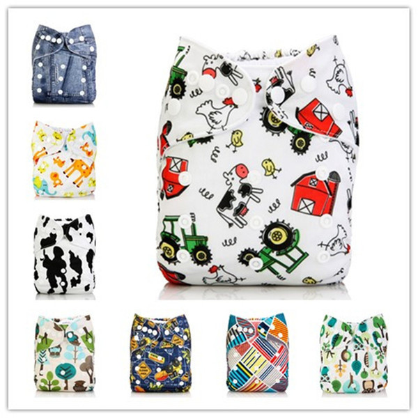 2017 Washable Baby Cloth Diaper Cover Waterproof Cartoon printing Baby Diapers Reusable Cloth Nappy Suit 0-2years 3-15kg