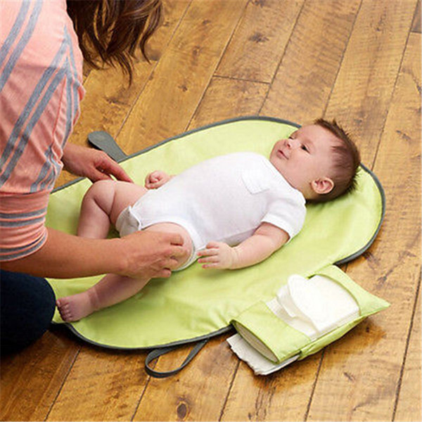 2019 Hot Kids Baby Folding Diaper Changing Pad Waterproof Mat Bag Infant Travel Diaper Print Changing Pads Covers Wholesales New