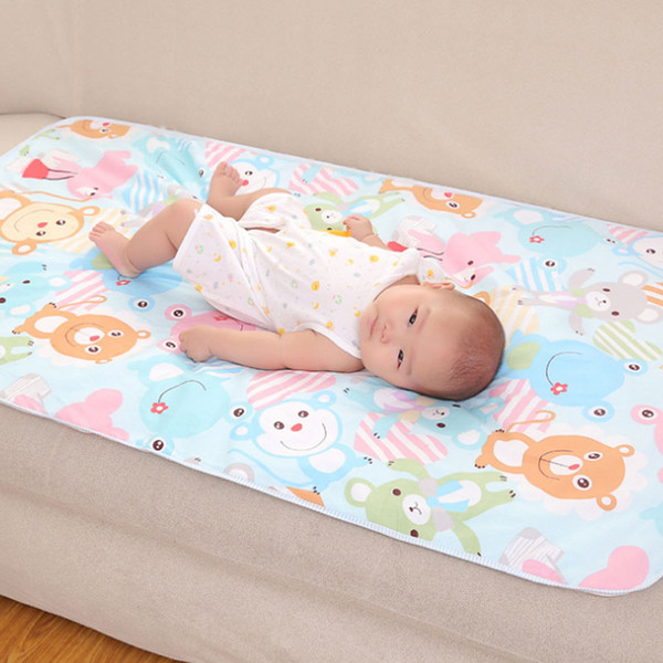 75*120cm Cute Extra Large Baby 3 Layer Urine Pads Reusable Waterproof Bed Covers Kids Cotton Changing Mat Flannelettet Water Absorption