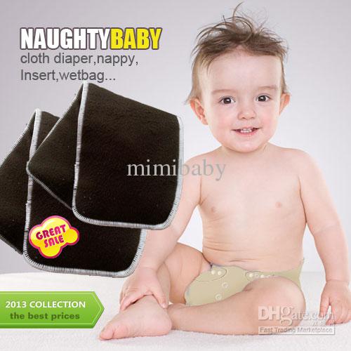 US Promption Free shipping 500 pcs Reuseable Charcoal bamboo Insert 4 Layers (2+2) Baby Cloth Diaper Nappy Inserts