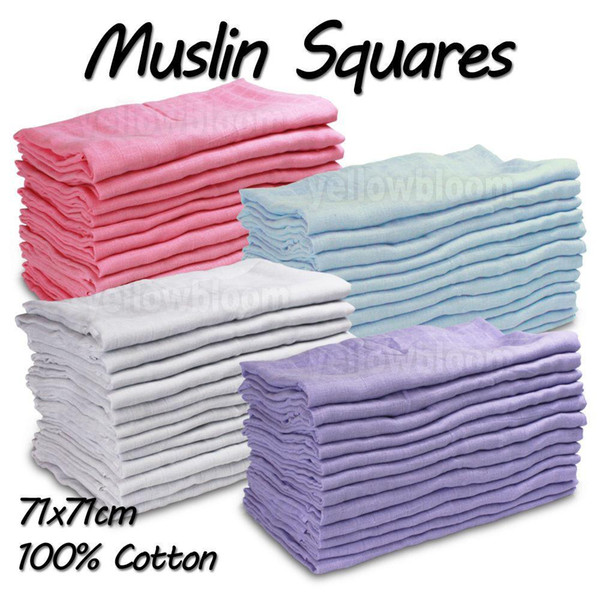 Baby Muslin Squares Cloth 100% Cotton Reusable Nappy Bibs Wipes Burp Cloth Nappy Liners Baby Feeding Wipes