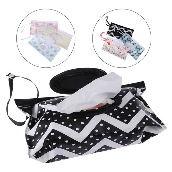 Eco-friendly Easy-carry Wet Wipes Bag Snap Strap Wipes Container Clamshell Cosmetic Pouch Clutch Cleaning Case