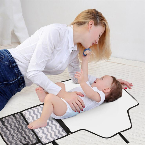 Baby Multifunction Changing Pads Mats 3 Colors Foldable Nappy Diaper Changing Mat Travel Changing Clutch Foldable Mommy Bag LA618