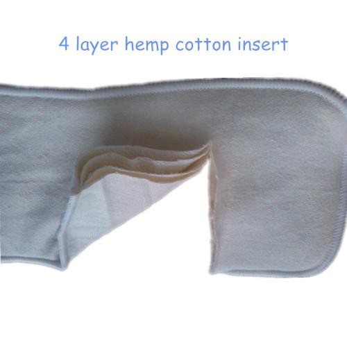 Free Shipping 50 pcs 4 Layer Organic Hemp Cotton Insert for baby Cloth Diaper nappy, 55% hemp, 45% orgac cotton