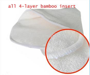 Hot Sales Organic BambooTerry Inserts For Baby Cloth Diapers Nappy Liners 4 layers Free shiping 20pcs/lot