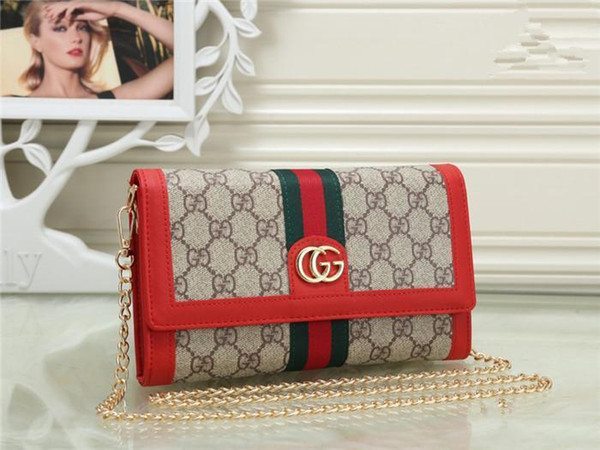 Personality fashion 6 color long letter wallet women retro chain multiple portable diagonal shoulder bag shopping hand holding lady bag
