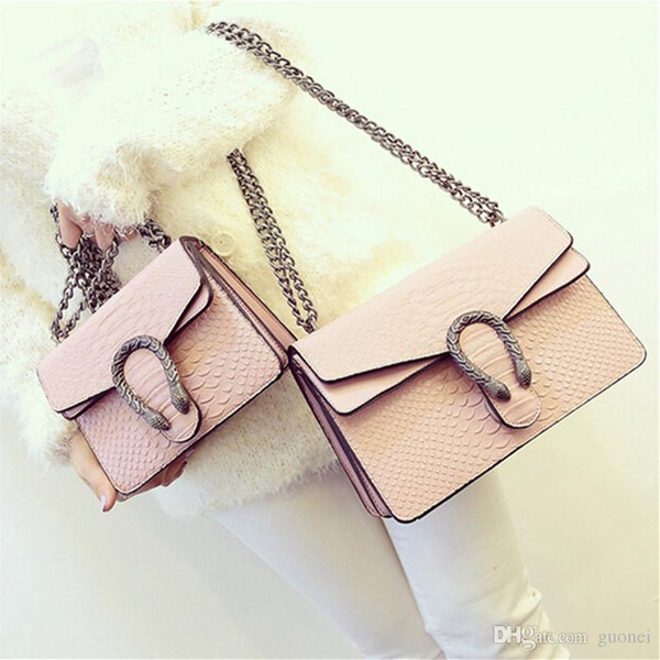 2017 New Designer Handbags snake leather embossed fashion Women bag chain Crossbody Bag Brand Designer Messenger Bag sac a main