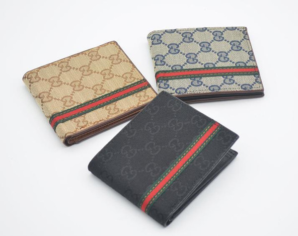 Paris plaid style Designer mens wallet famous men luxury brand wallet special canvas multiple short small wallet with box