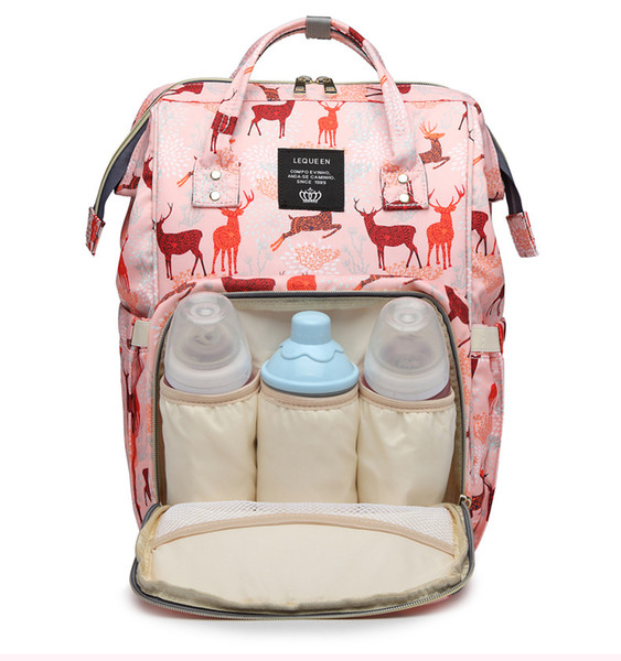 Lequeen Mummy Backpack Deer pattern Multifunctional Baby Diaper Backpack Mommy Changing Bags Nappy Mother Maternity Backpacks MPB57