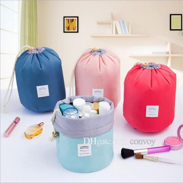 Womens Water-proof Storage Bags Organizer Cylinder cosmetic bag Nylon Drawstrings Travel Pouch Free Dhl MPB19