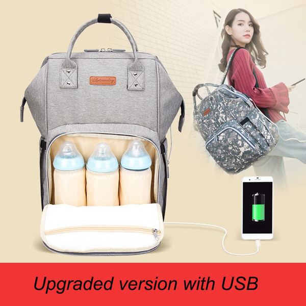 2018 New Baby Diaper Bag With Usb Charge Fashion Mummy Maternity Nappy Bags Large Capacity Baby Travel Backpack Designer Nursing Bag