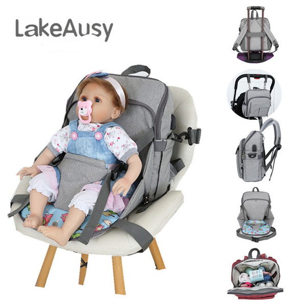 2018 Trendy Diaper bag Mommy Backpack with Changing pad Nappy Tote Bags Stroller straps USB charge Large capacity Multifunction Free DHL