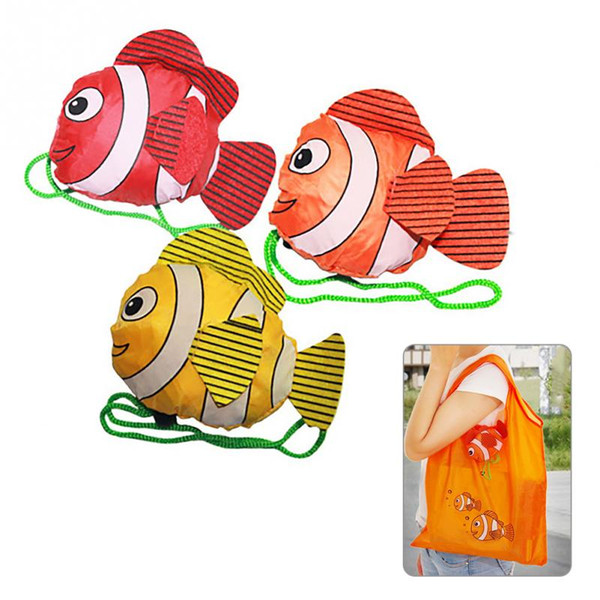 Portable Foldable Shopping Bag Large Capacity Nylon Bags 7 Color Tropical Fish Foldable Eco Reusable Shopping Bags 38cm x60cm