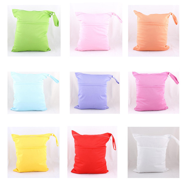 DHL Freeship Diaper Bags New Wet Bag Washable Reusable Cloth Diaper Nappies Bags Waterproof Swim Sport Travel Carry Bag Candy Colorful
