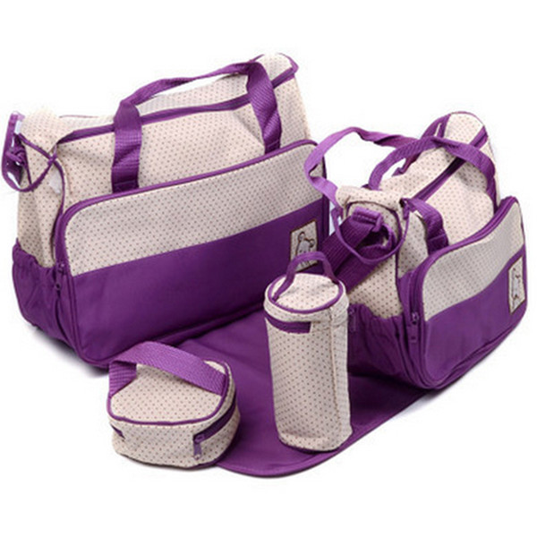 Mummy Bags 5-pcs Set Waterproof Handbag Diaper Bag Large Capacity Travel Backpack Nappy Changing Diaper Pad Bag Organizer Baby Nursing Bag