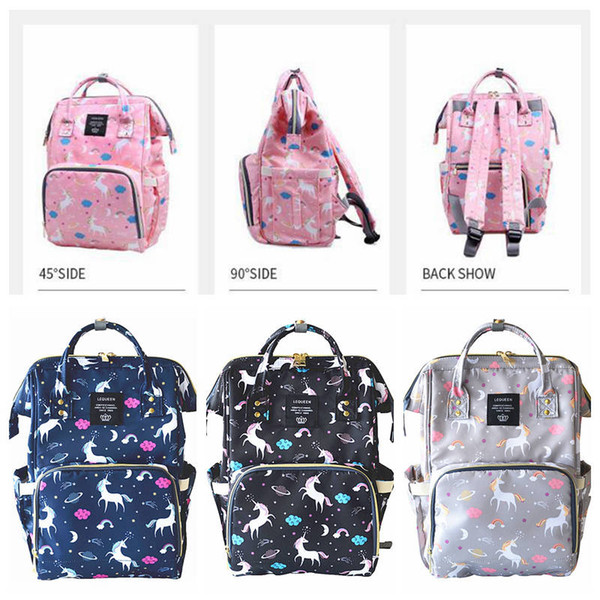 4 Styles Unicorn Mommy Backpacks Baby Nappies Bags Unicorn Travel Bags Mom Backpack Maternity Large Capacity Outdoor Bags 50pcs