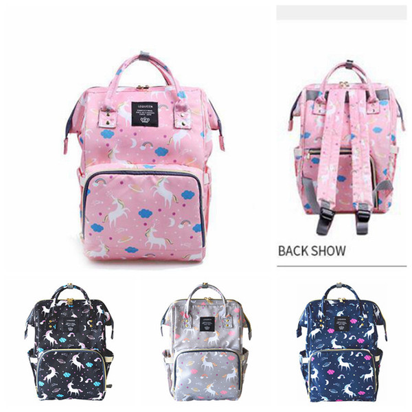 4 Colors Unicorn Mommy Backpacks Nappies Bags Unicorn Diaper Bags Backpack Maternity Large Capacity Outdoor Travel Bags 100pcs