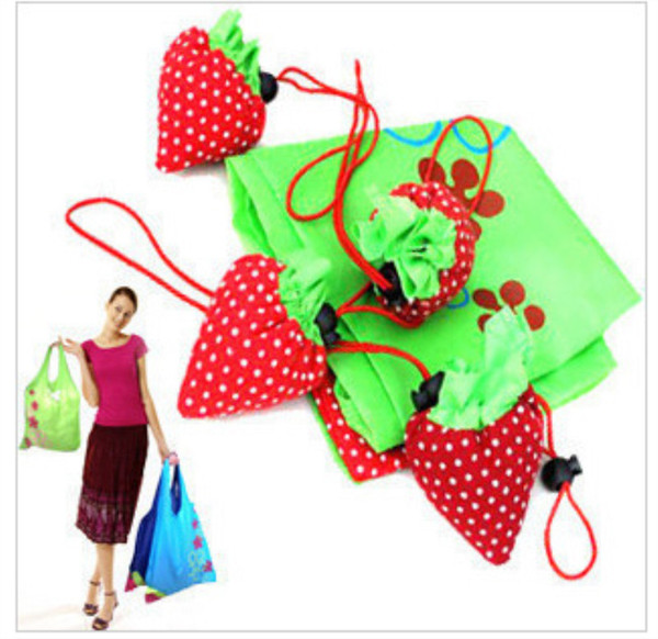 Large Size Strawberry Foldable bag Reusable Eco-Friendly Shopping Bags Pouch Storage Handbag Strawberry Shopping Bags Folding Diaper