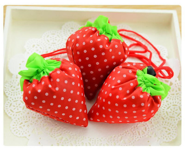 Large Size Strawberry Diapering Reusable Eco-Friendly Shopping Bags Pouch Storage Handbag Strawberry Foldable Shopping Bags Folding Tote