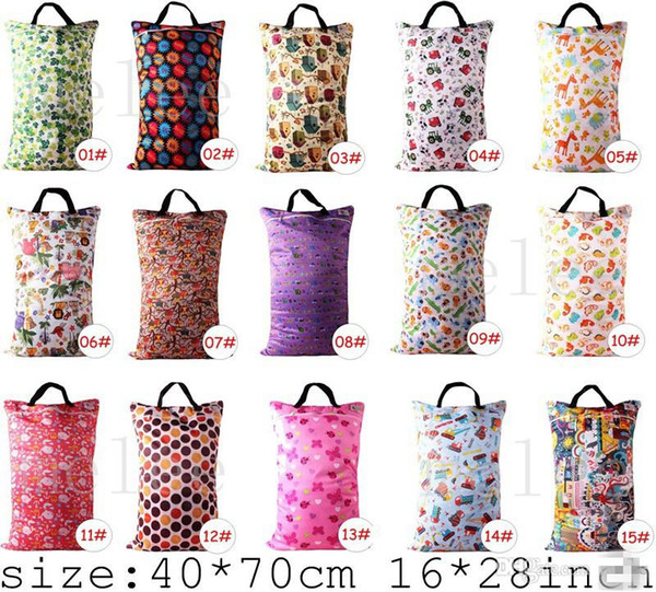 Large Hanging Wet Dry Pail Bag for Cloth Diaper 40*70cm Inserts Nappy Laundry With Two Zippered Reusable Waterproof Bag Diaper Changing Kits