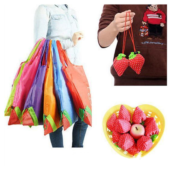 Large Size Strawberry Foldable bag Reusable Eco-Friendly Shopping Bags Pouch Storage Handbag Strawberry Foldable Shopping Bags Folding Tote