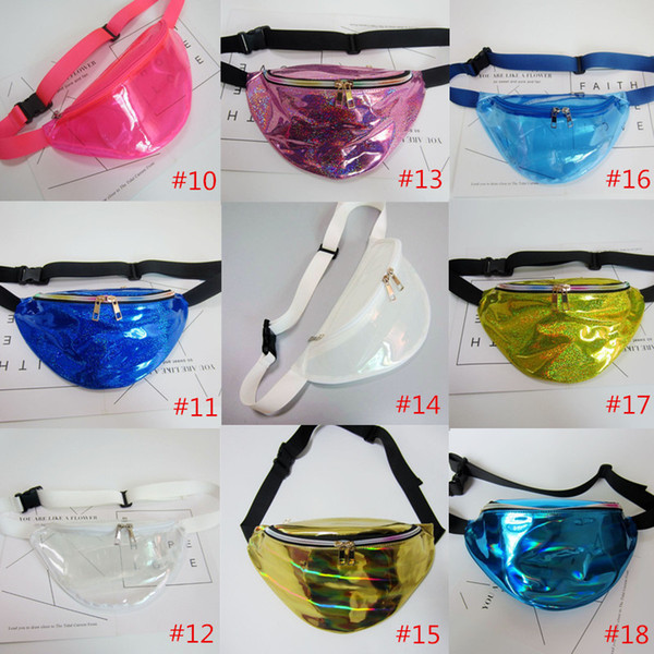 21 Colors 30*16cm Waist Pack Unisex Metallic Silver Fanny Waist Bag Chest Pack Sparkle Festival Hologram Bag Waist Bag CCA7015 20pcs