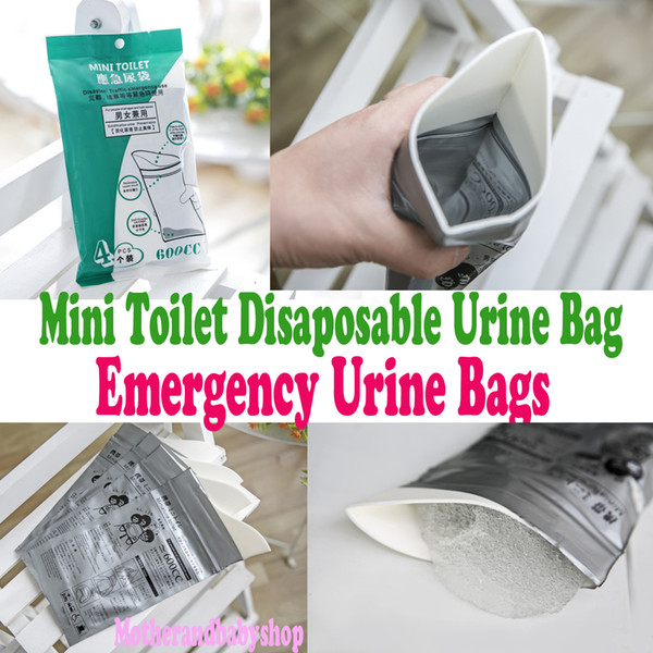 Mini Toilet Disaposable Urine Bag 4pcs/Packing Bag Emergency Urine Bag Car Mobile Toilets Portable Urine Bags Car Emergency Urinal Bags