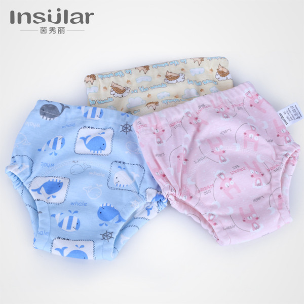 2 PCS/Lot Baby Potty Training Pants Nappies for Toddler Boys Girls Cotton Cloth Diapers Panties Washable Reusable