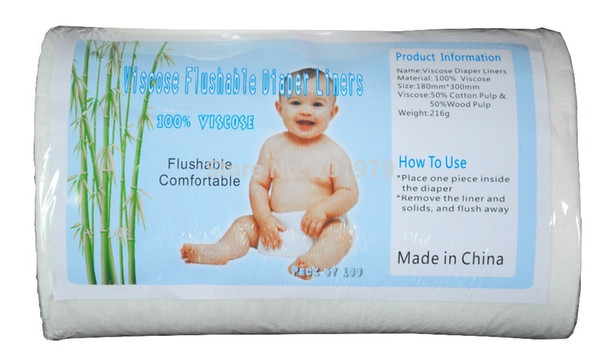 Popular AA Biodegradable Viscose Liner for Baby 100 sheets per Roll Free Shipping 40 Grammes per Square Metre