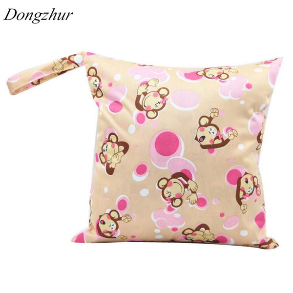 Dongzhur Diaper Bag Waterproof Monkey Painted Changing Wet Bag Baby Cloth Diapers 28*30CM Zipper Baby Swim Diaper Nappy