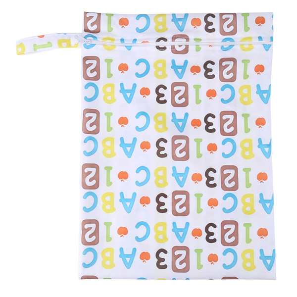 Printed Pocket Wet Bag Waterproof Zip Wet Dry Bag Reusable Nappy Bags PUL Travel Baby Nappy Mini Size Dry Bags Wetbags