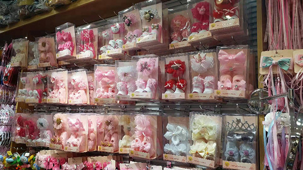 Baby Girls Gift Box Socks Hairbands Headbands Lace Bow Floral Solid Color Crown Christening Wedding Birthday Party Newborn Infant 0-12M