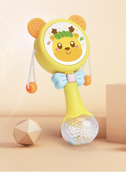 0-1 year old rattle, can bite, baby toys, soft lighting, beautiful music, molars, dental gum hand drum, rattle toys