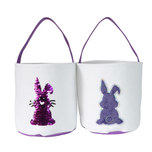Easter rabbit ear gifts bag New Sequin patch round bottom bunny ear gifts bag children kids fleece patches boutiques bags