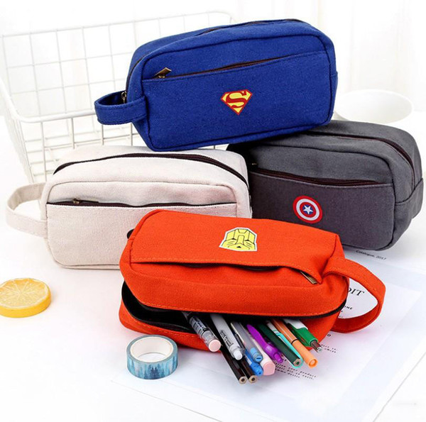 The Avengers Canvas pencil bag large capacity simple multi-layer zipper stationery bags pencil case children kids gifts