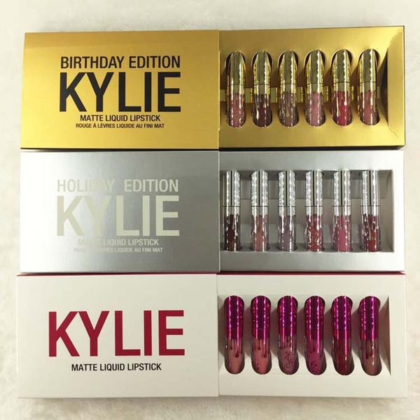 New Kylie Jenner Cosmetics Matte Liquid Women Lipstick Mini Kit Lip Birthday Edition Limited With the Golden Box 6pcs/set Lip Gloss 3set