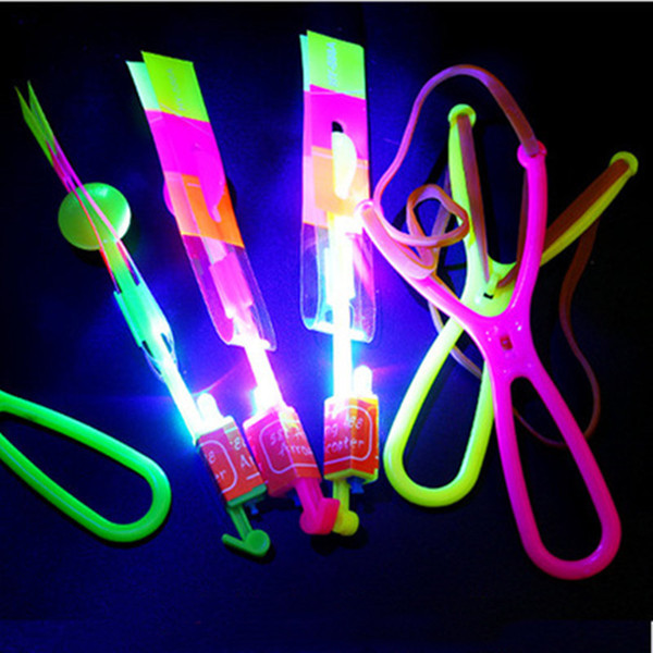 Eco-Friendly Led Slingshot Light Arrow Rocket Helicopter Flying Toy Party Fun Gift Elastic (The LED Slingshot Helicopter)