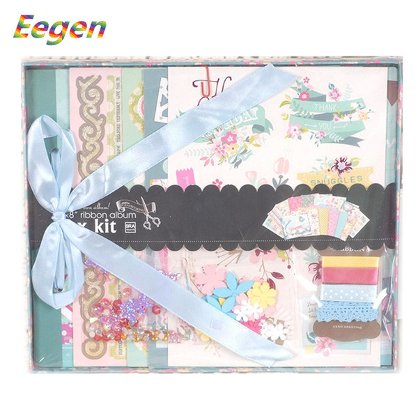 Free Shipping NEW DIY Mini Photo Album Making Kit Vintage Scrapbook Album Set For Kid Birthday Wedding Scrapbooking Gift SH190910