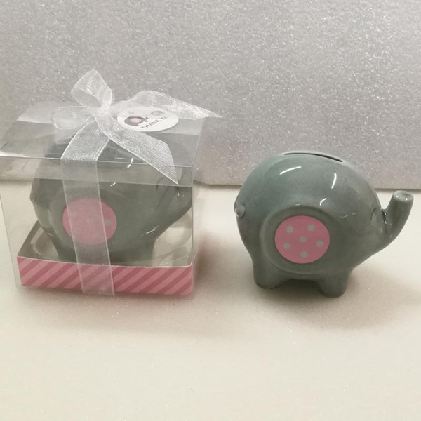 Kids Money Box Christmas Baby Shower Party Gifts Ceramic Elephant Piggy Bank Coin Box Baptism Favors Souvenirs MMA2969-A1