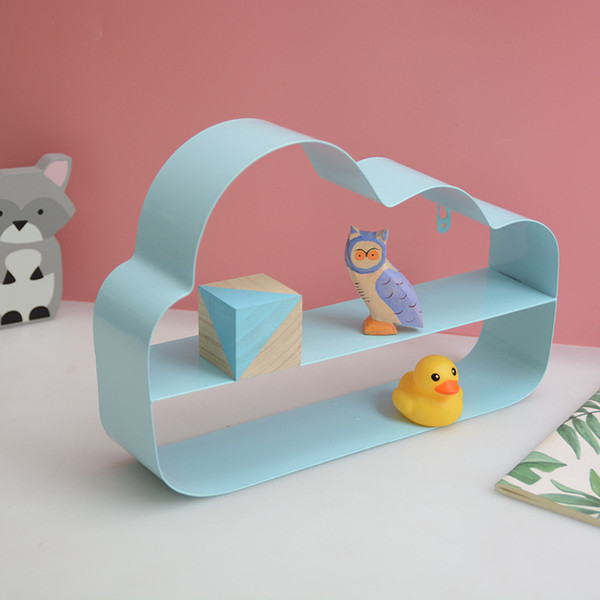 Nordic Style Nursery Wall Metal Shelf Decor Scandinavian Decor Blue Pink Cloud Metal Shelf Kids Room Decoration Children Room J190521