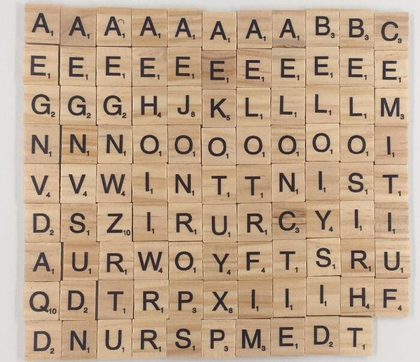 26 English alphabet wood chips natural children's game blocks Spelling Words Letter Wood Prints Natural Wood Blocks 100 Pieces/Package