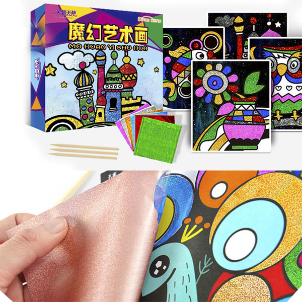 Children Carton Paper Sticker With 30pcs Rainbow Color Transfer Painting Paper Diy Craft Toy For Kindergarten Sticker Craft Toy J190521