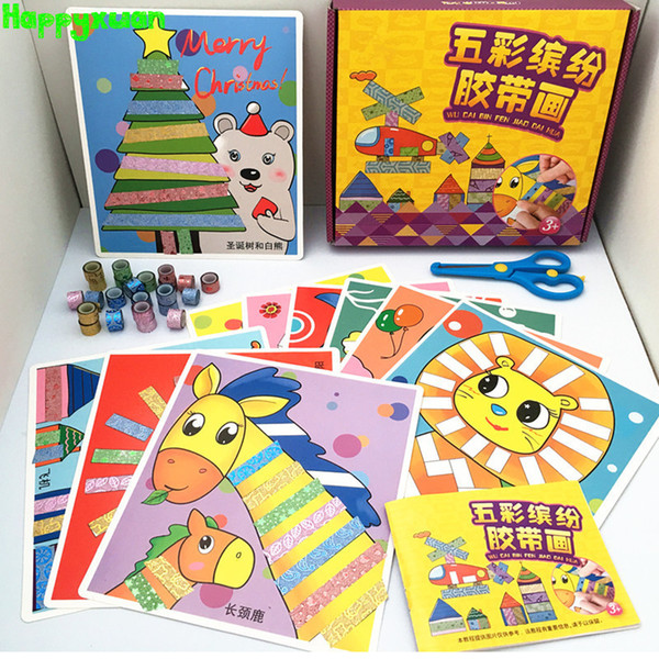 Happyxuan 10pcs/box Kids Christmas Diy Cute Tape Sticker Craft Kit Material Scrapbooking Kindergarten Educative Decorative Toy J190521