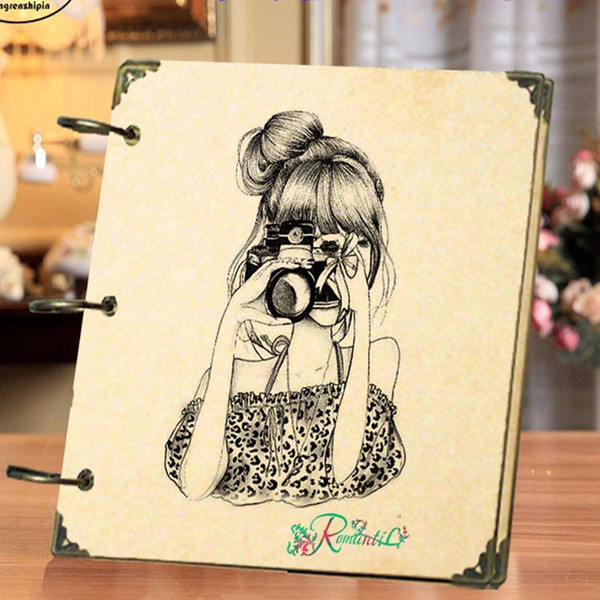 NEW 8 Inch Retro DIY Scrapbook Photo Album Weeding Travel Baby Album Craft Handmade Craft Paper Wedding Memory Photo Album SH190910
