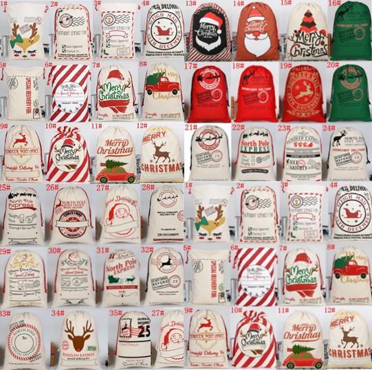 2020 New Year Gift Santa Sacks Personalized Large Santa Claus Bag Custom Christmas Canvas Gift Bags Drawstring Cotton Santa Luvy DHL